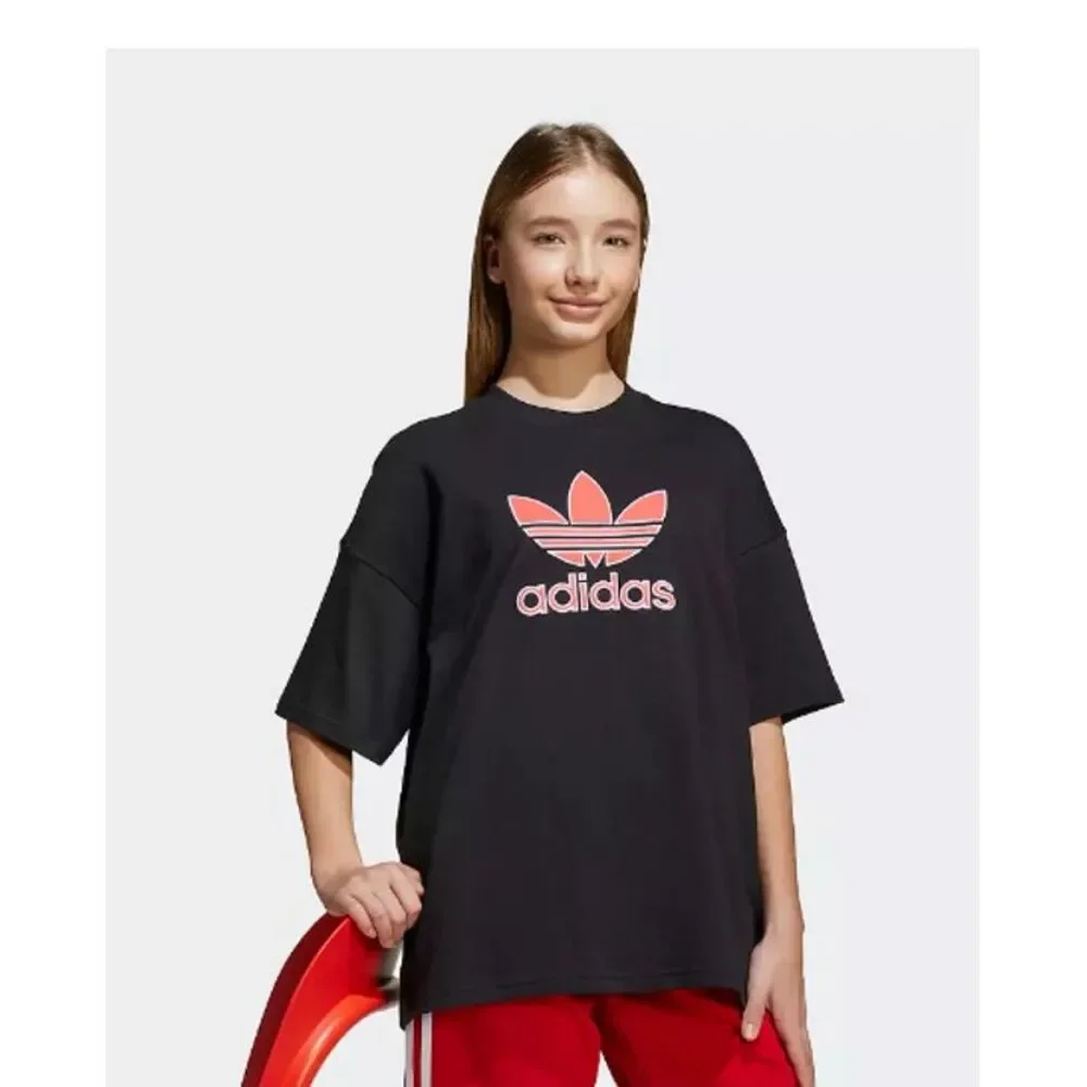 adidas Kids' Oversized Trefoil Tee -  Size:  L